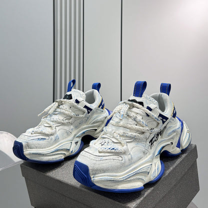 Washed Graffiti Print Chunky Sole Sneakers