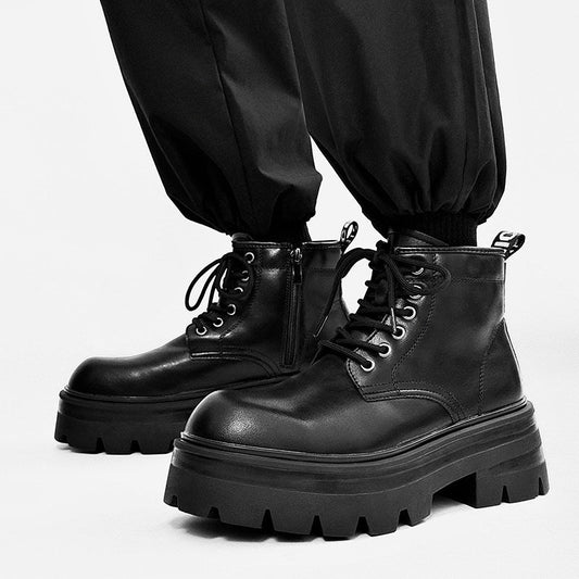 Lace Up Thick Sole Short Boots