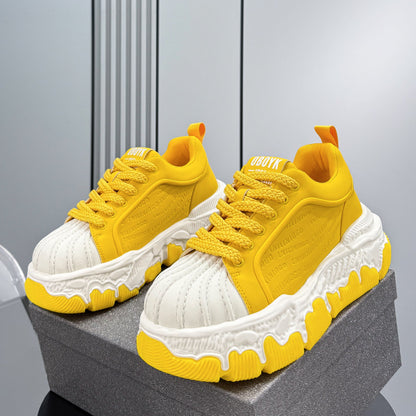 Shell Toe Embossed Chunky Sole Sneakers