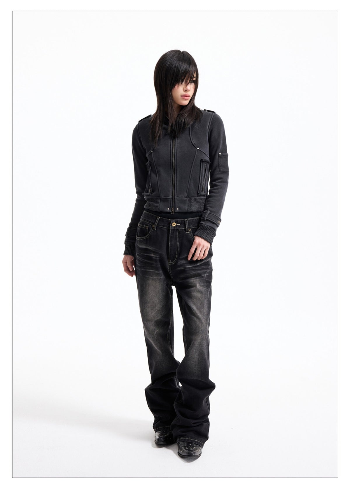 Vintage Y2K Slim Fit Washed Black Skinny Pants