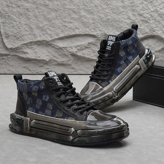 Distressed Check Platform Sneakers WN24728
