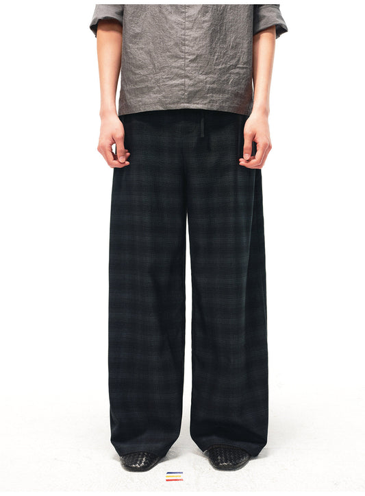Drawstring Check Pattern Casual Pants