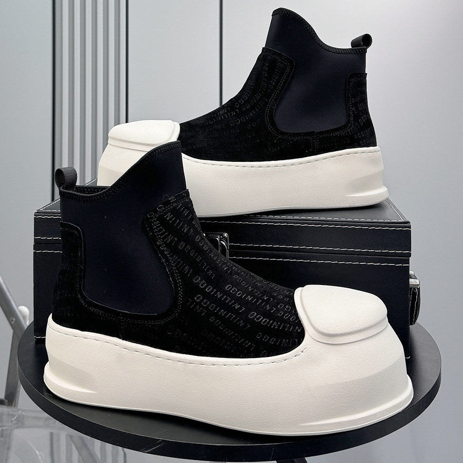 Side Gore Embroidery Platform Boots