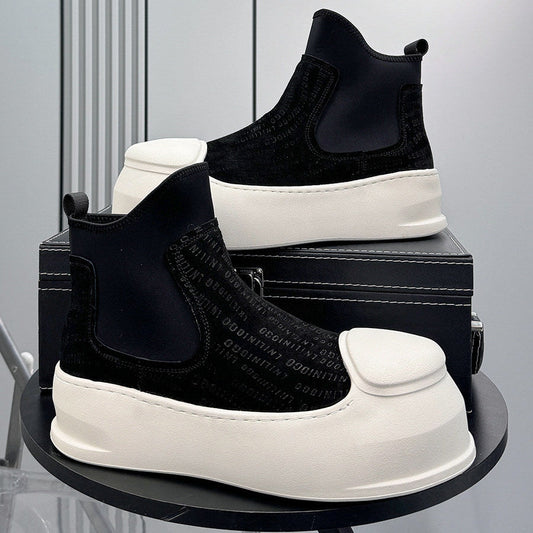 Side Gore Embroidery Platform Boots