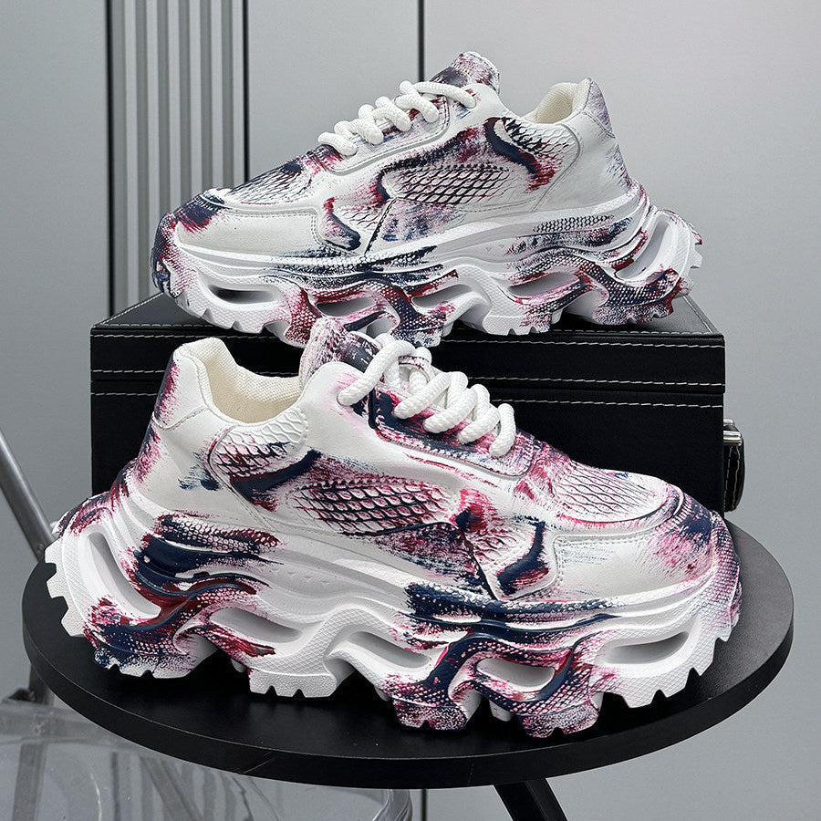 Paint Snake Print Chunky Sole Sneakers