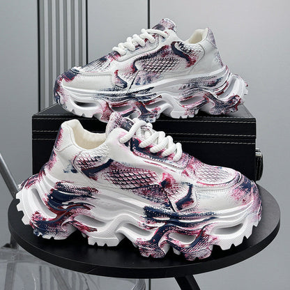 Paint Snake Print Chunky Sole Sneakers