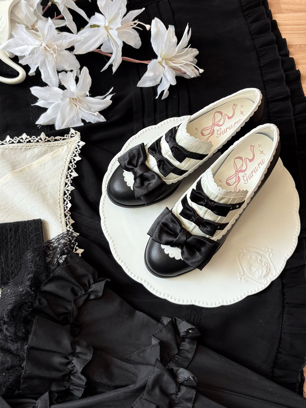 Satin Bow Heeled Shoes