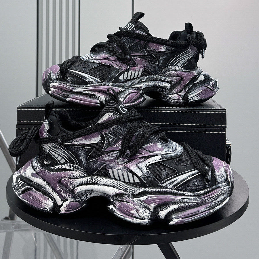 Paint Splash Air Sole Chunky Sole Sneakers