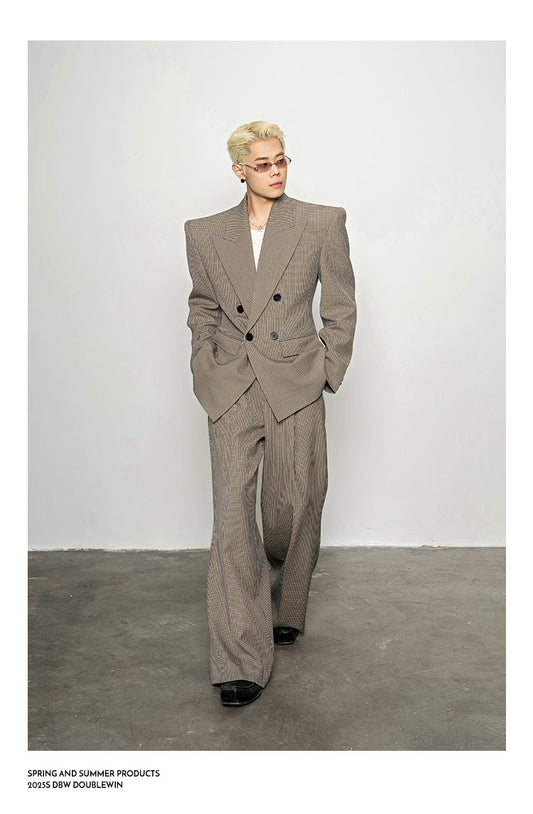 Retro Style Houndstooth Suit