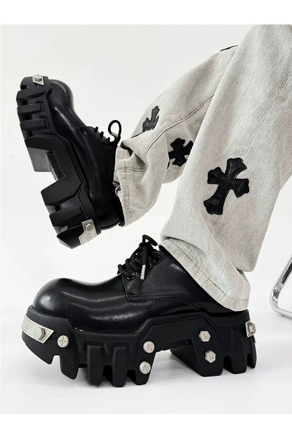 Futuristic Black 8cm Platform Oxfords