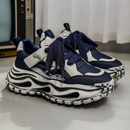 Strap Detail Chunky Sole Lace-Up Sneakers