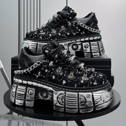 Chain Studs Damage Platform Sneakers WN24643