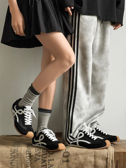 Suede Panel Lace Up Sneakers