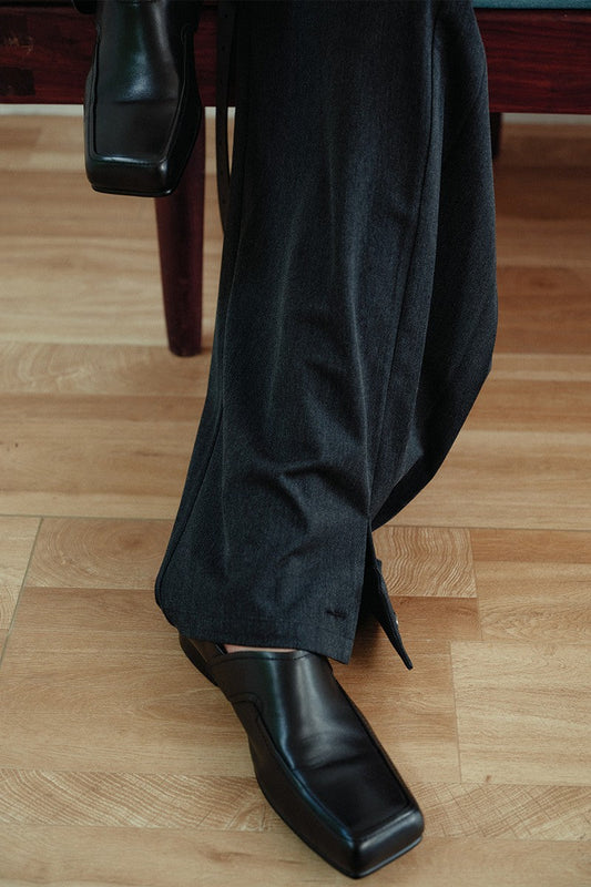 Square Toe Leather Derby Shoes - EU Only