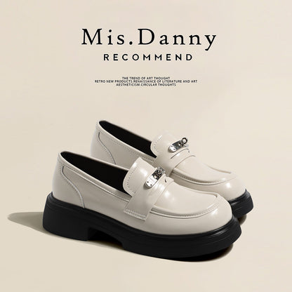 Metal Decoration Platform Thick Sole Loafers