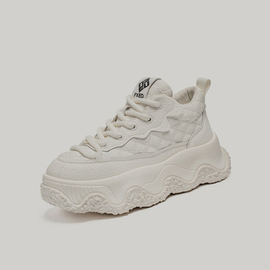 Embossed Platform Lace-Up Sneakers