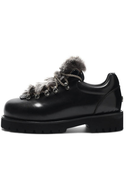 Fur-Tongue Derby Shoes