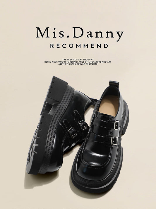 Double Metal Buckle Thick Sole Platform Loafers