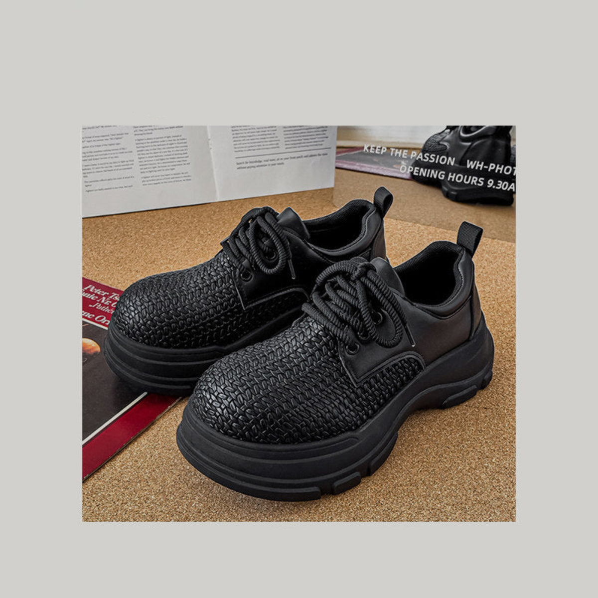 Platform Round Toe Lace-Up Shoes