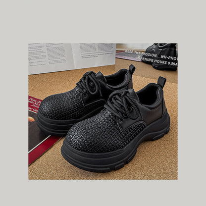 Platform Round Toe Lace-Up Shoes