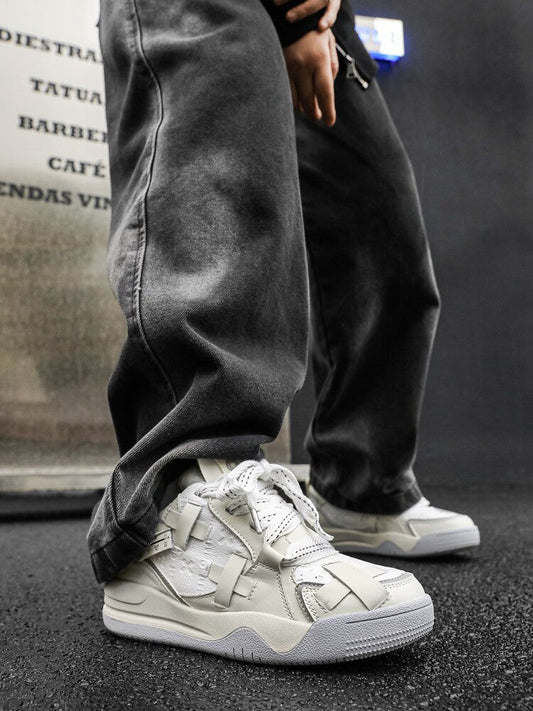 Chunky Platform Strap Detail Lace-Up Sneakers