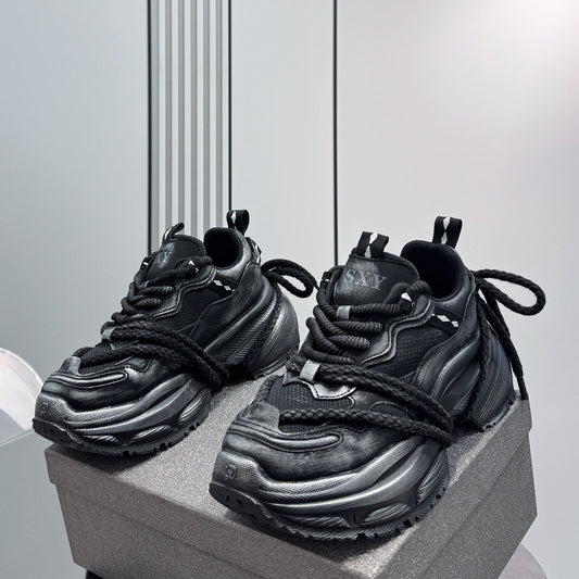 Rope Lace Washed Chunky Sole Sneakers