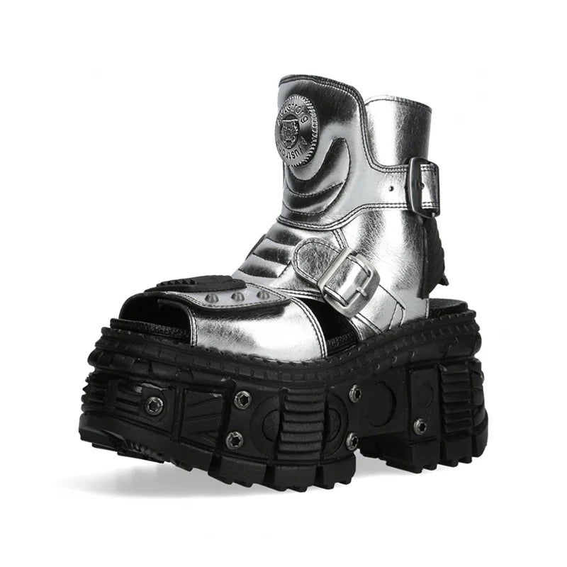 Chunky Sole Metallic Design Boots