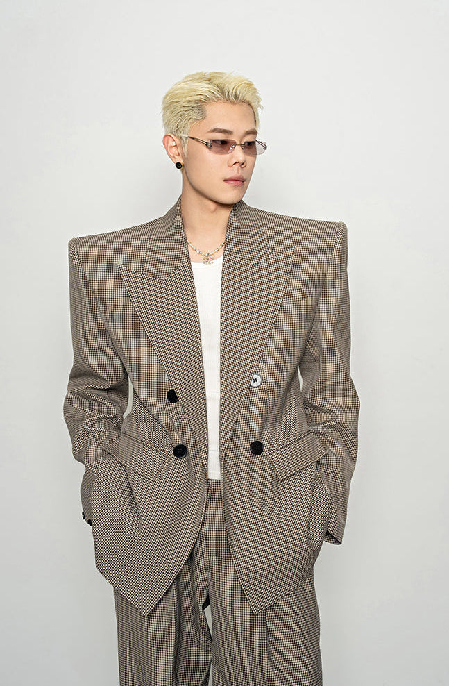 Retro Style Houndstooth Suit