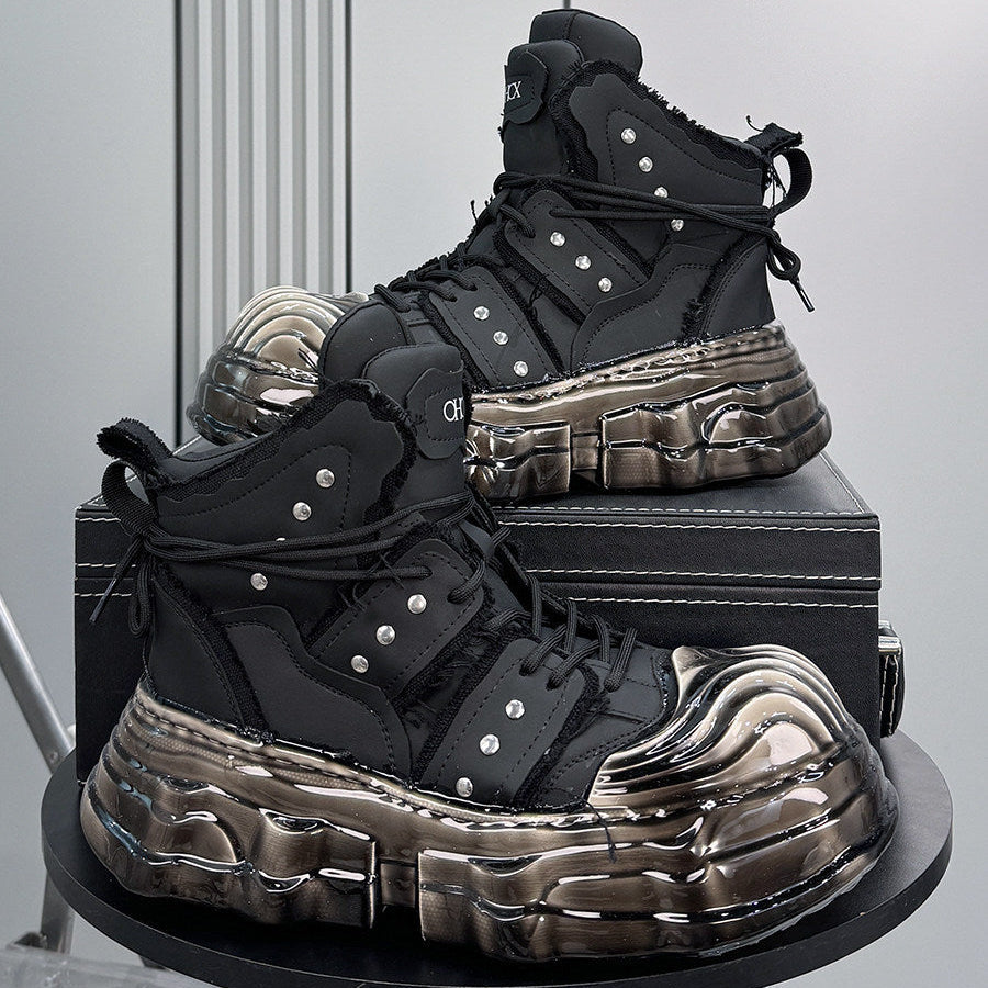 Thick-Sole Height-Increasing Shell-Toe Sneaker Boots