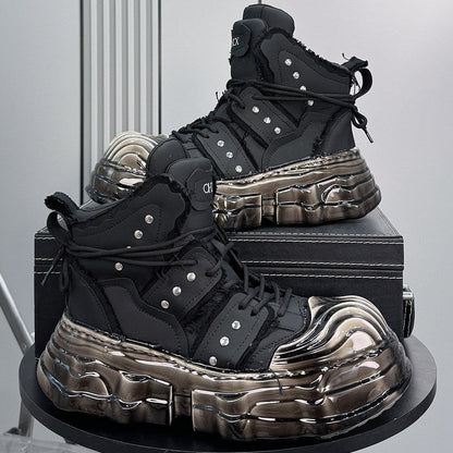 Thick-Sole Height-Increasing Shell-Toe Sneaker Boots