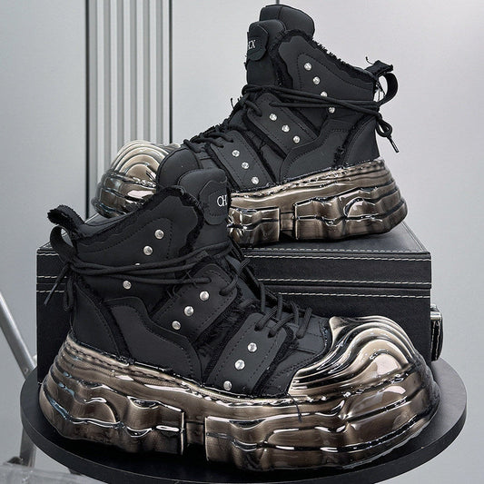 Thick-Sole Height-Increasing Shell-Toe Sneaker Boots