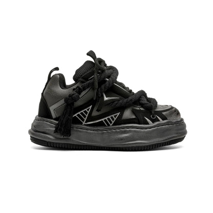 Distressed Rope-Lace Chunky Sneakers