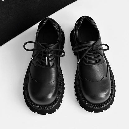 Chunky Platform Round Toe Lace-Up Shoes