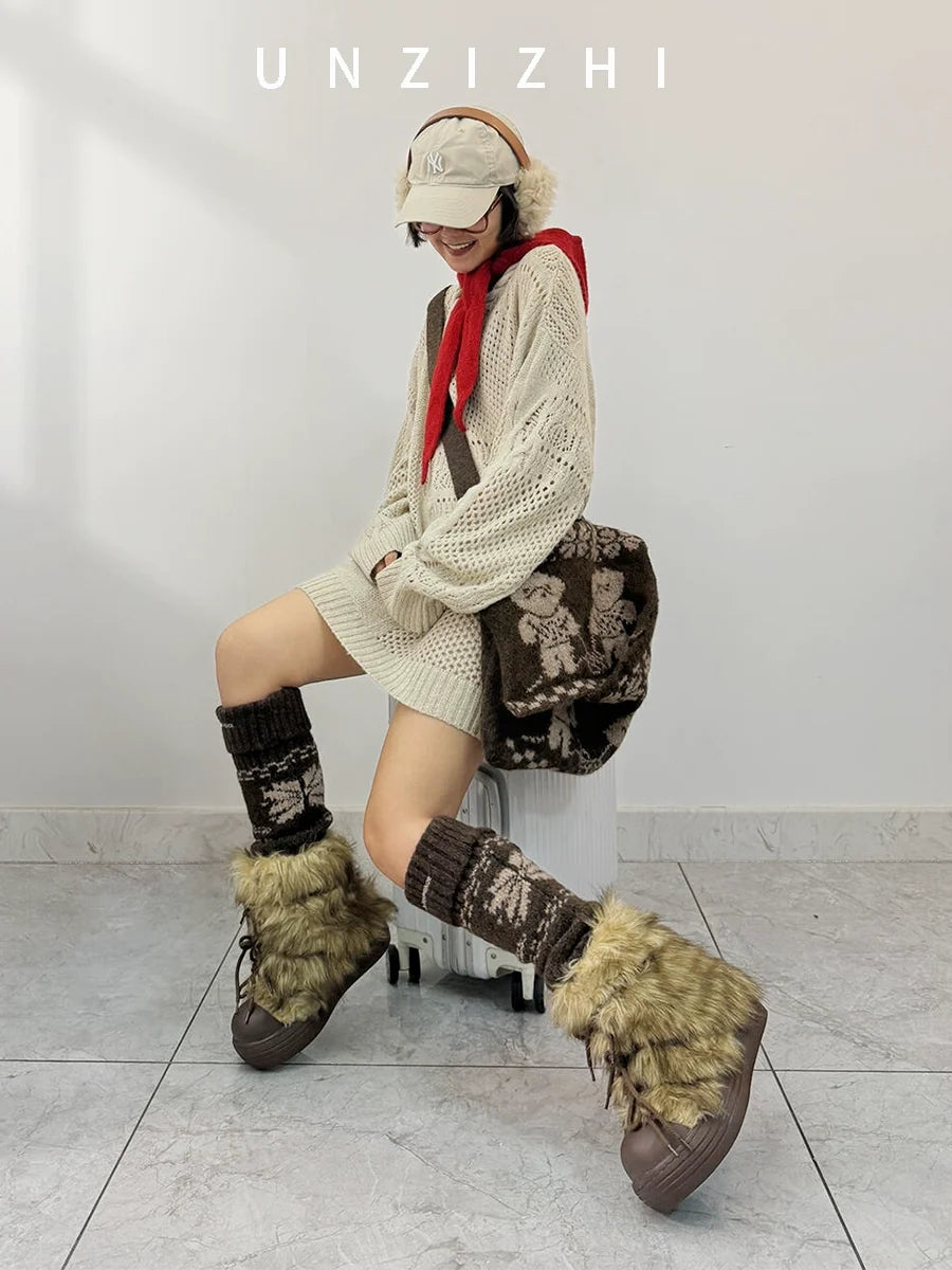 Fur Lined Chunky Sole Snow Boots