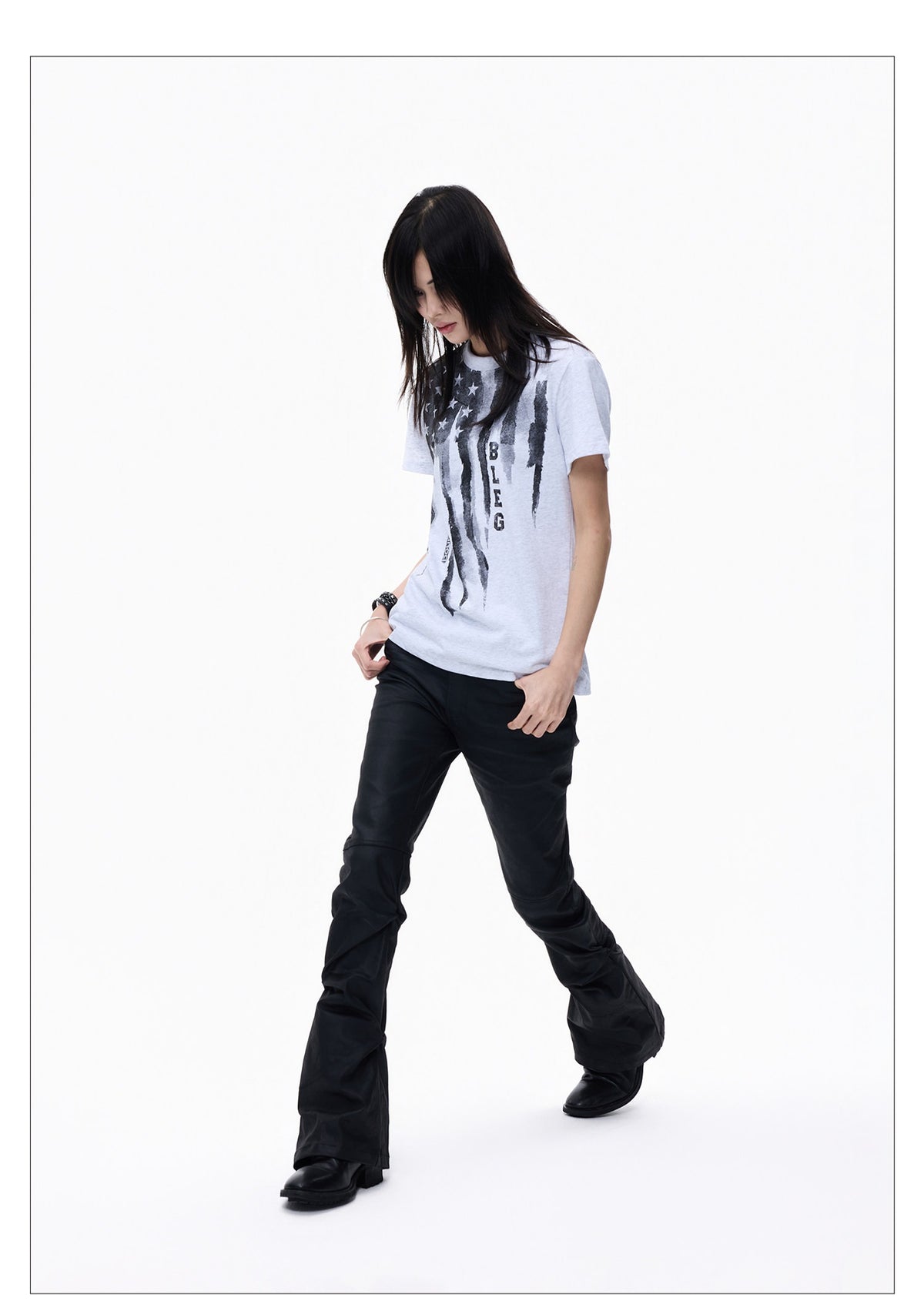 Washed Short-sleeve Slim-fit Cotton T-shirt