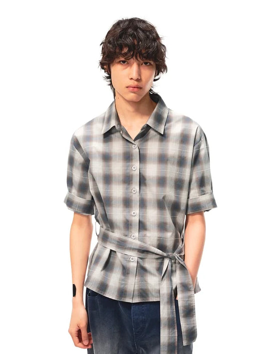Checkered Shirt with Detachable Belt