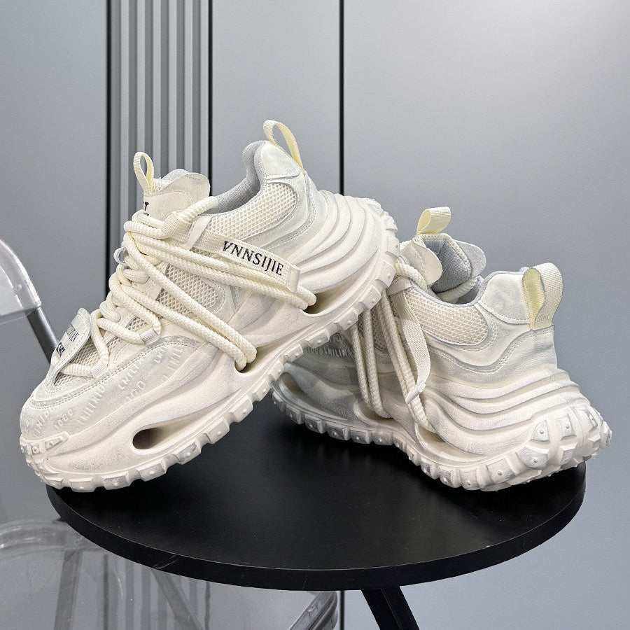 Embroidery Rope Lace Chunky Sole Sneakers