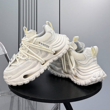 Embroidery Rope Lace Chunky Sole Sneakers