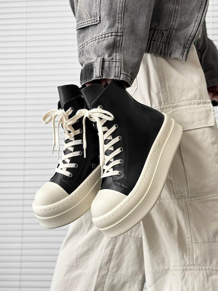 Lace Up Side Zipper Thick Sole Short Boots
