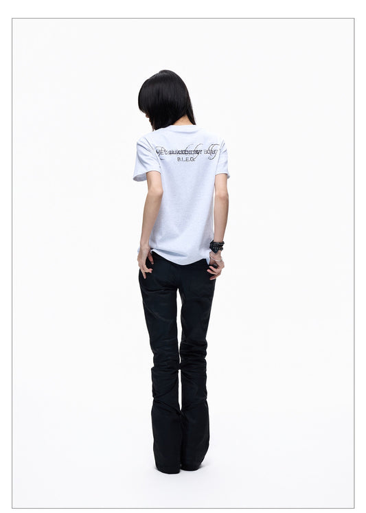 Washed Short-sleeve Slim-fit Cotton T-shirt