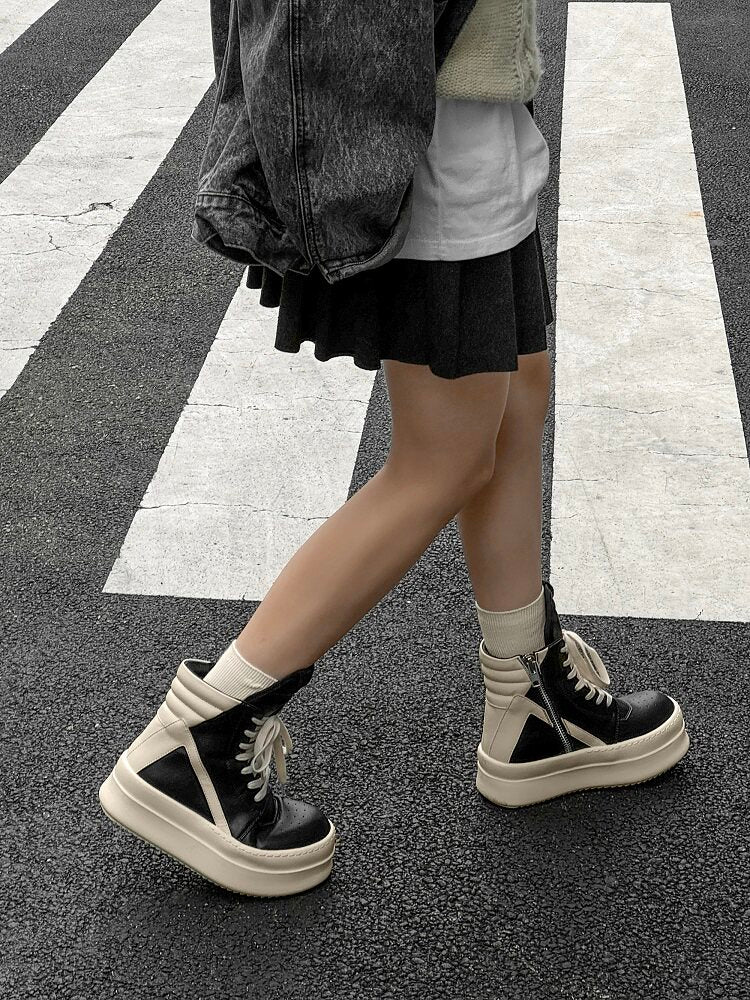 Color Block Side Zipper Thick Sole Short Boots