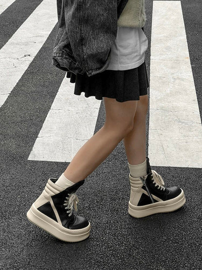 Color Block Side Zipper Thick Sole Short Boots