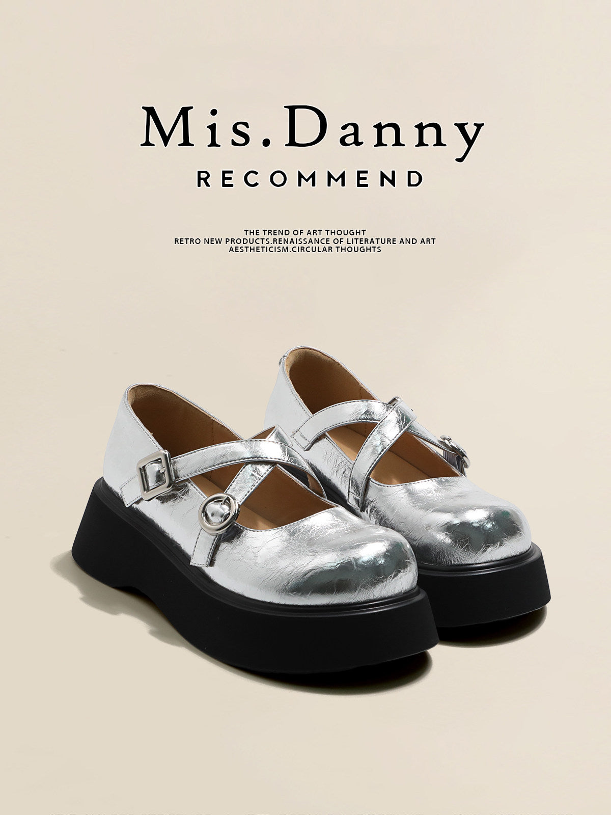 Platform Round Toe Shallow Mary Janes Leather Shoes