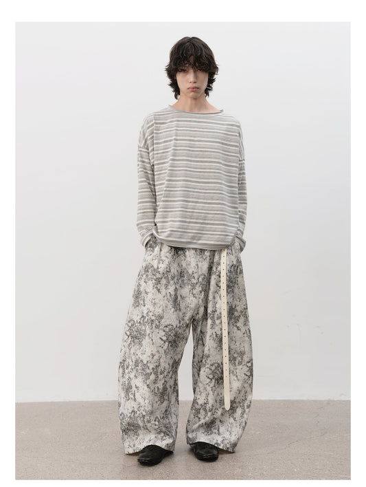 Drop shoulder striped T-shirt