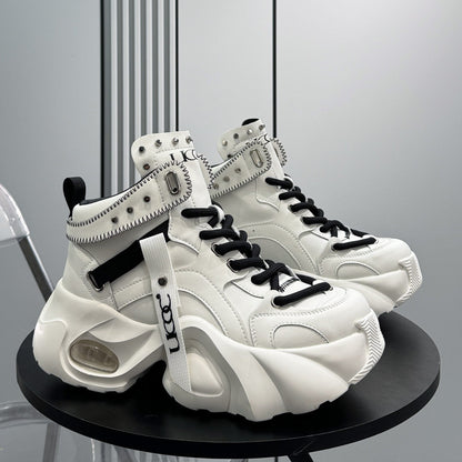 Studs Strap Buckle High-Top Chunky Sole Sneakers