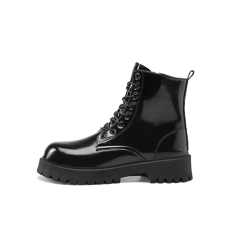 Glossy Platform Lace-Up Combat Boots