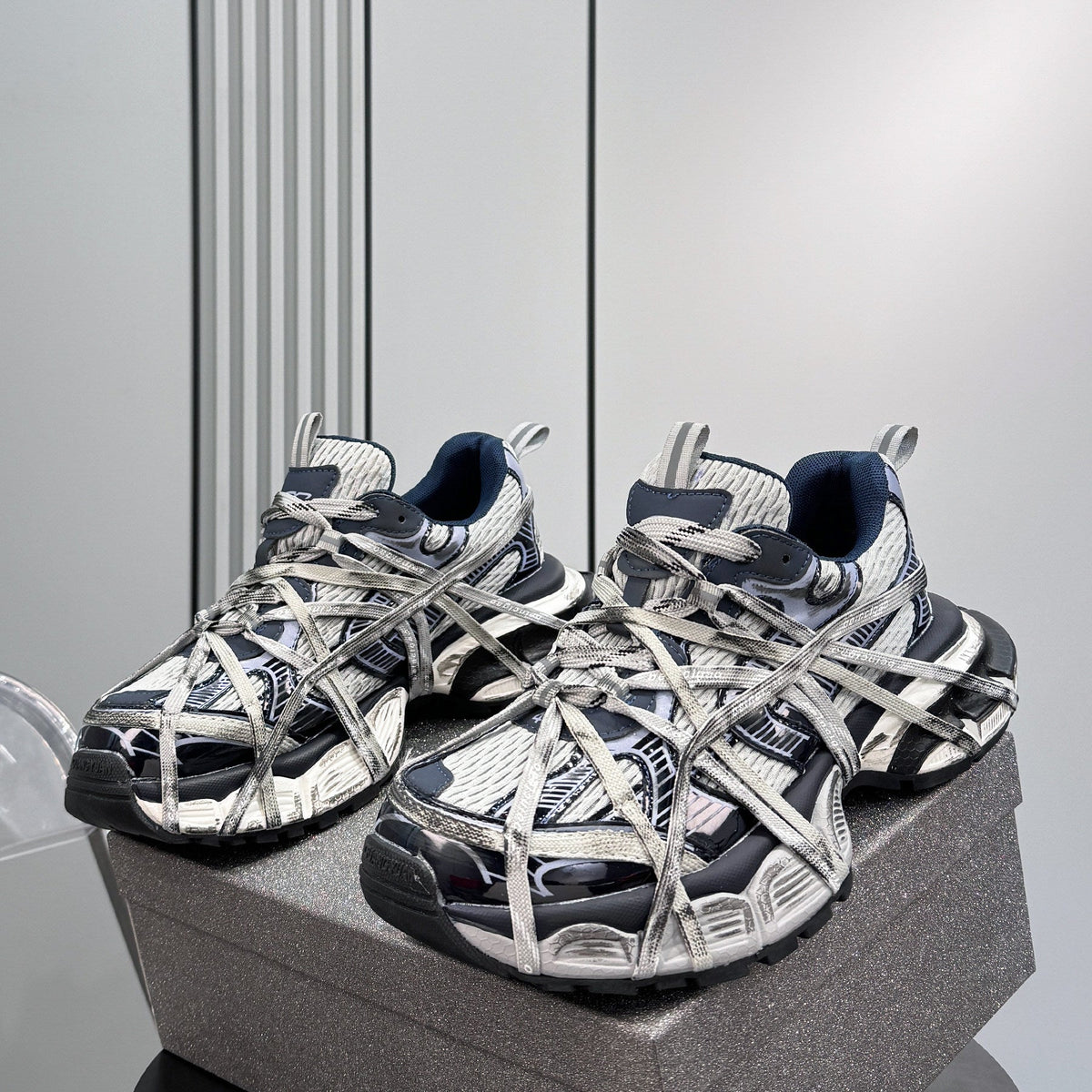 Metallic Strap Panel Chunky Sole Sneakers