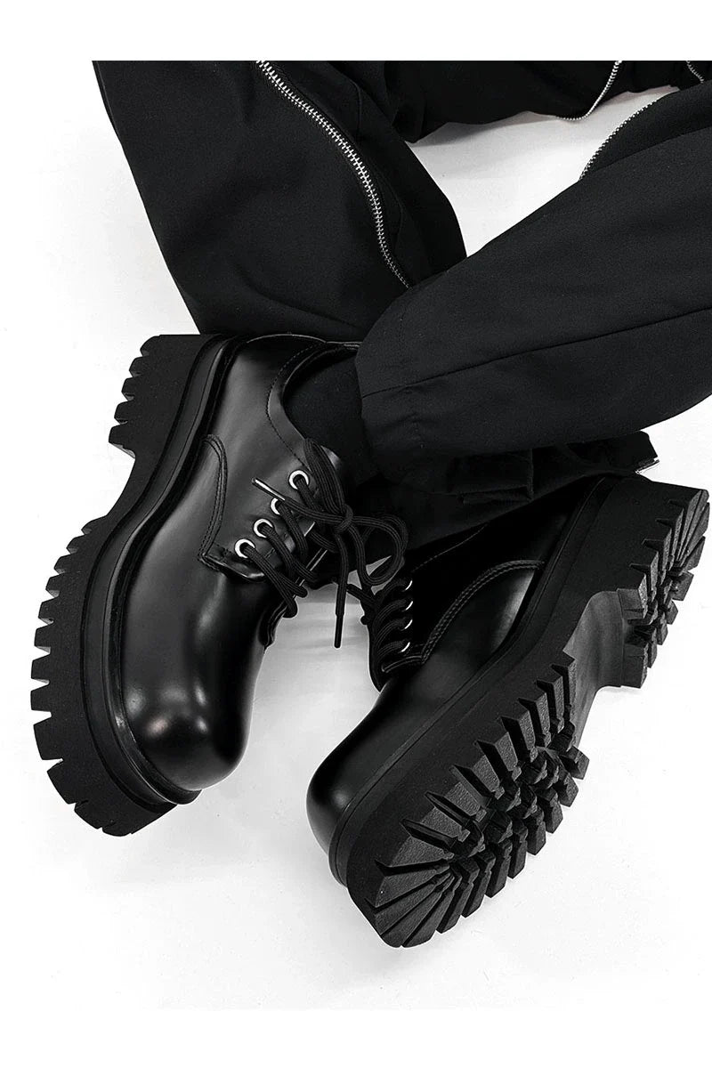 Chunky Black Platform Derby Shoes