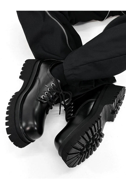 Chunky Black Platform Derby Shoes