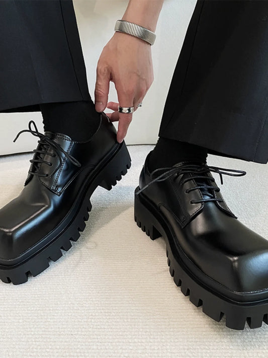 Square Toe Thick Sole Derby Shoes